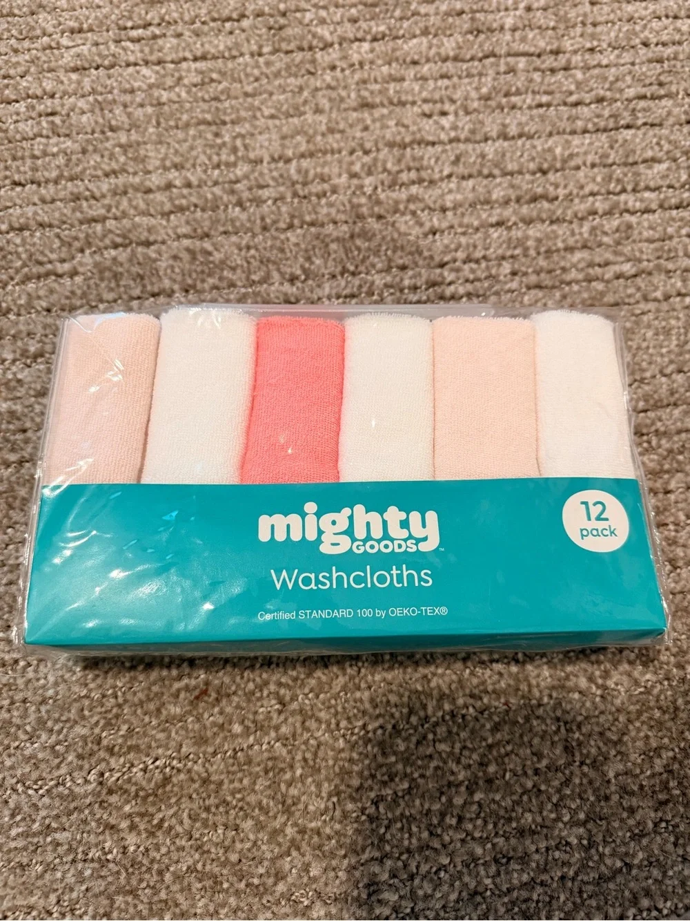 Pink & White Baby Washcloths - 12 Pack
